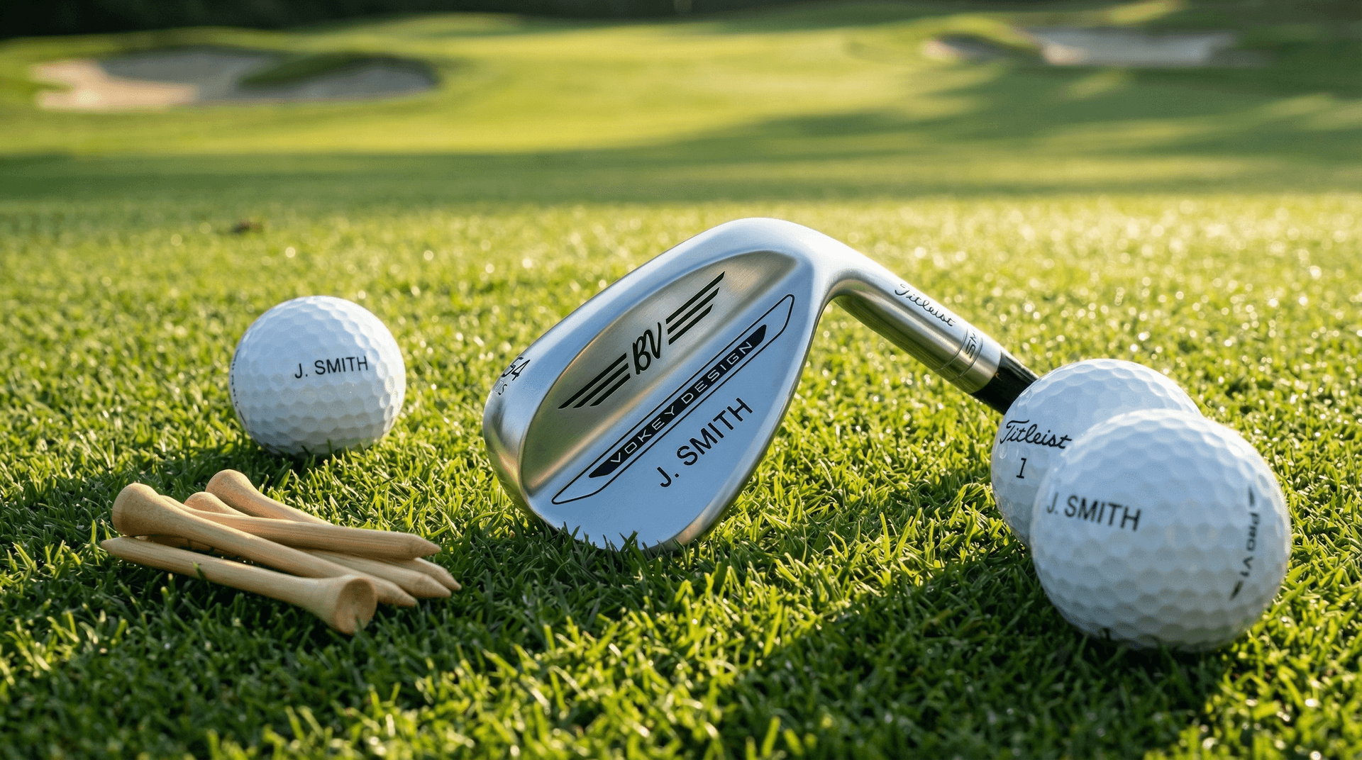 Custom engraved Ping S259 wedge and personalised golf balls as golf gifts