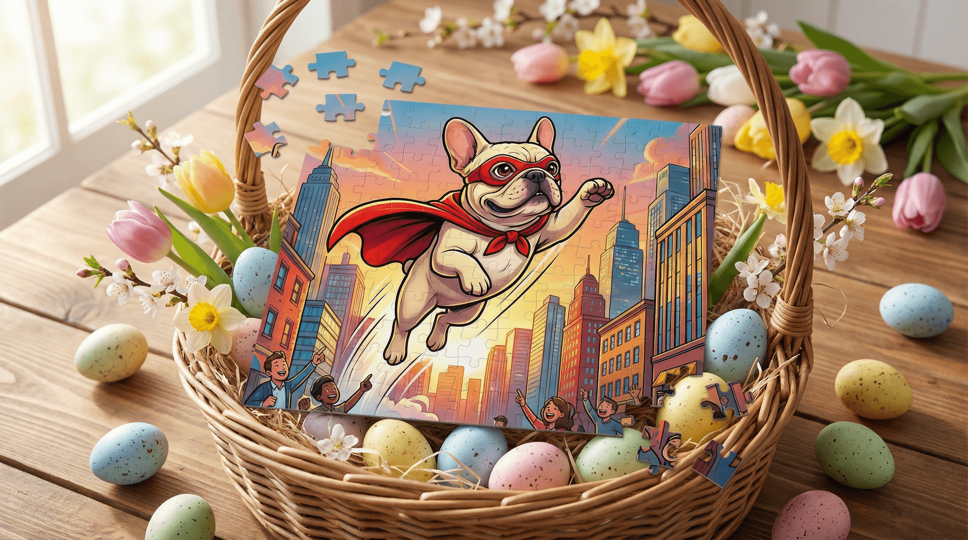 Personalised photo jigsaw puzzle and LEGO minifigure as non-chocolate Easter gifts for children