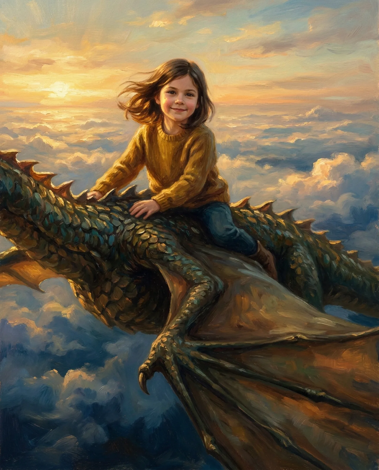 Your child, riding a dragon.