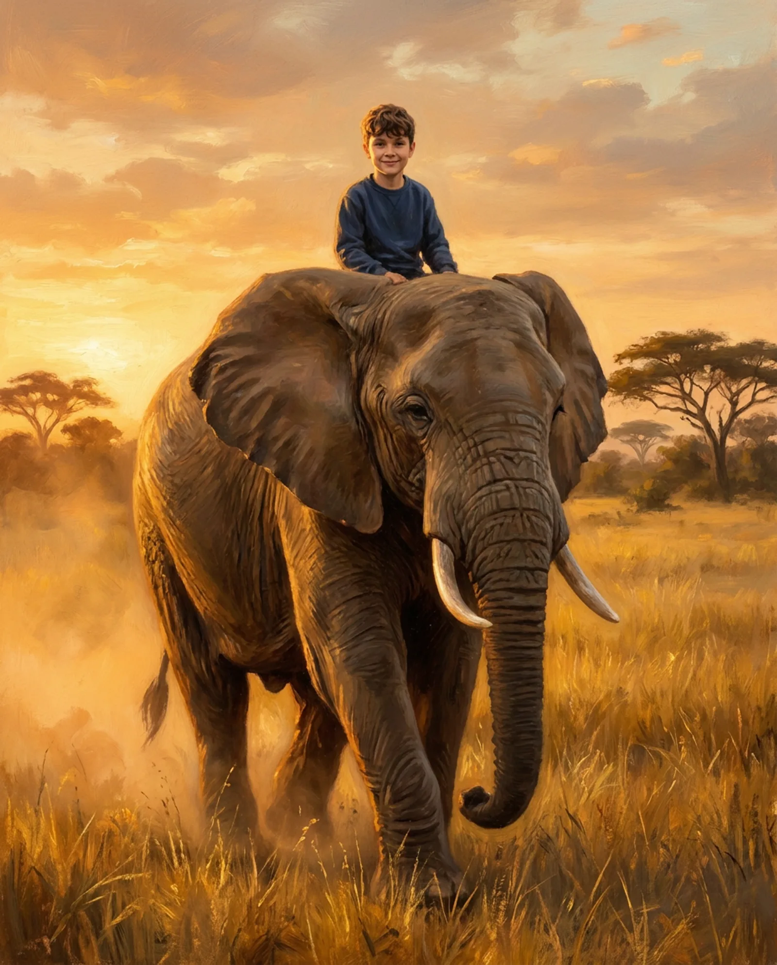 Your child, on an elephant.