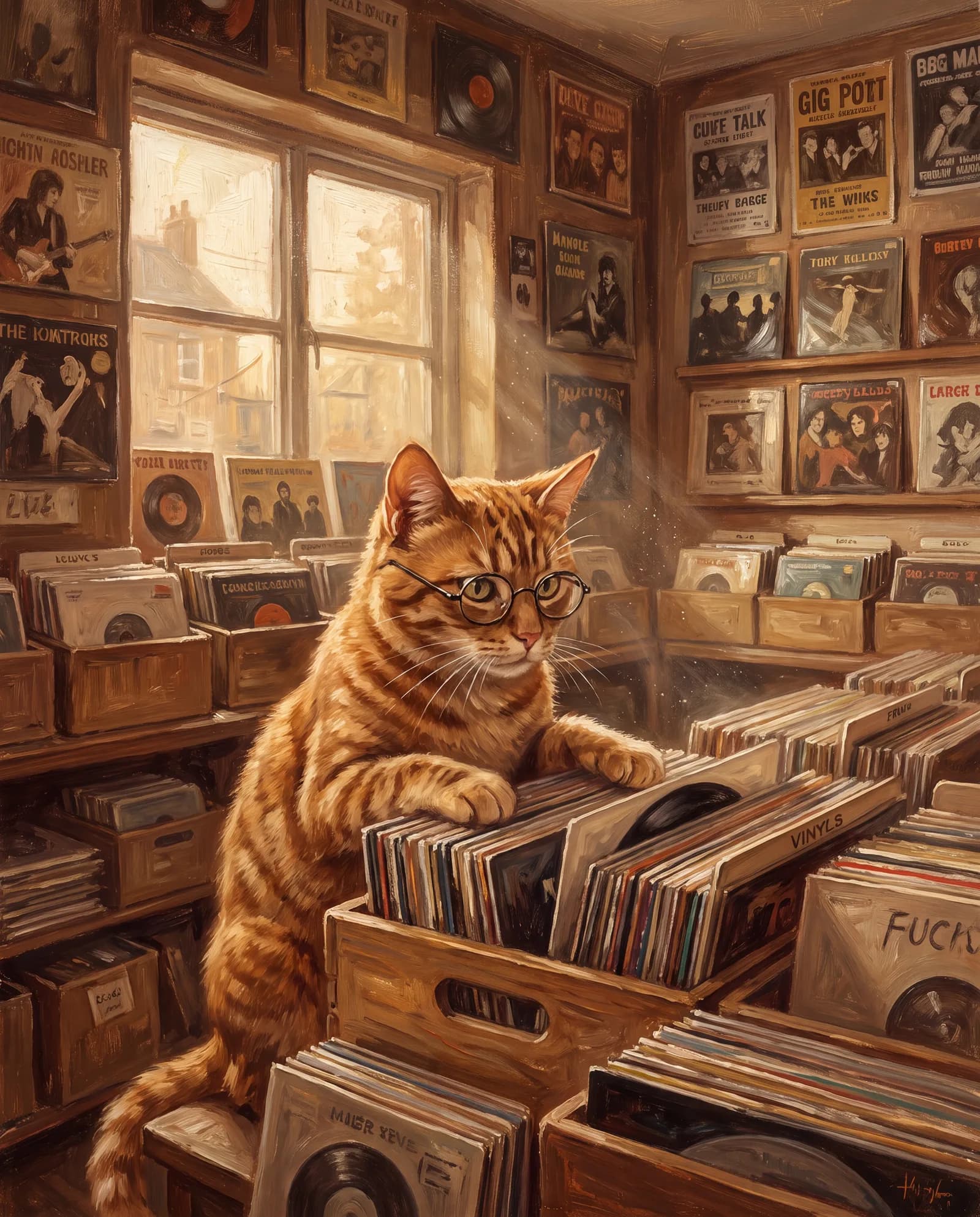 Crate Digging — Dusty afternoon light and a whole wall of sleeves to work through.