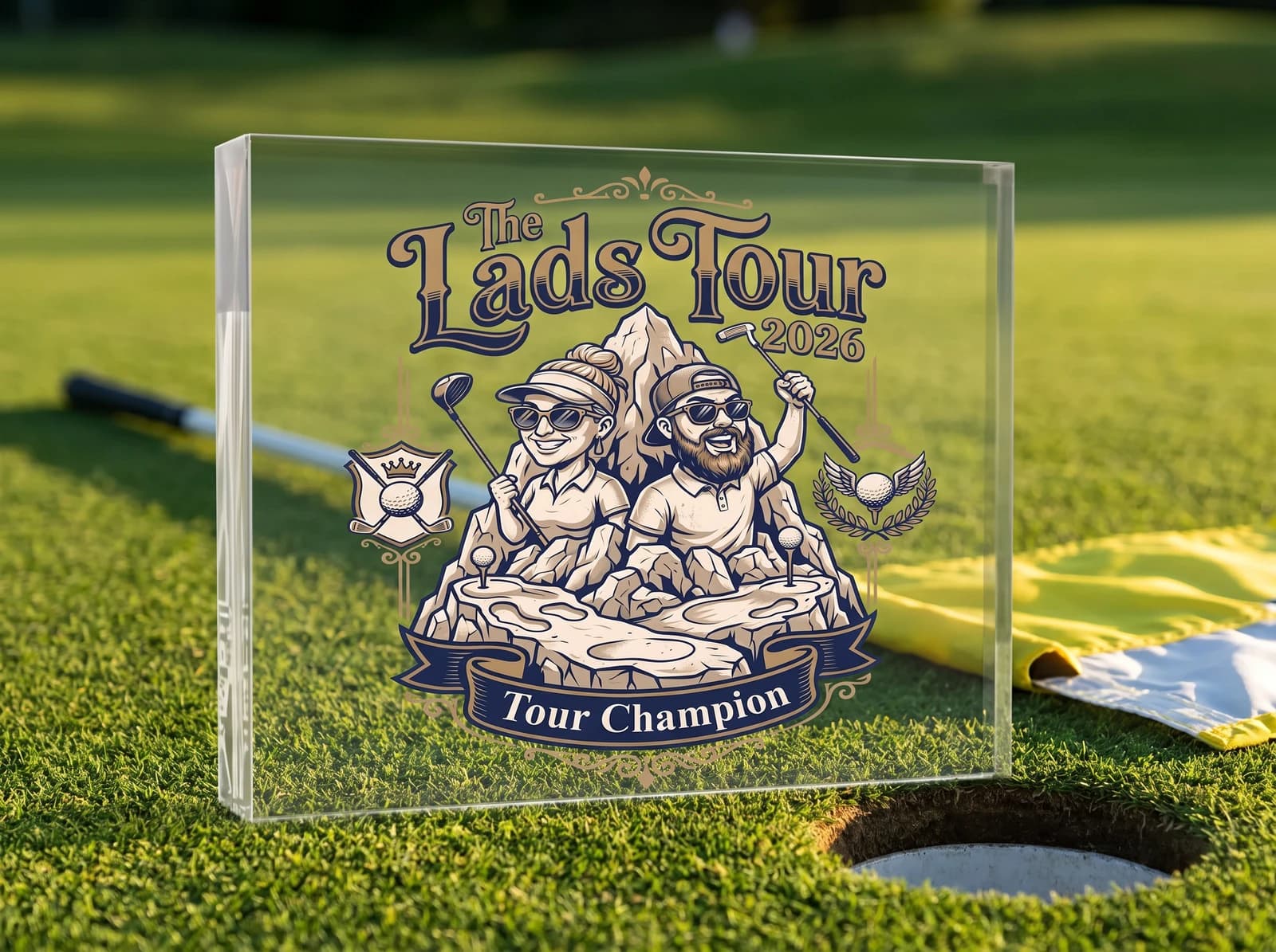 Golf Trophy Block - 200x150mm - personalised gift